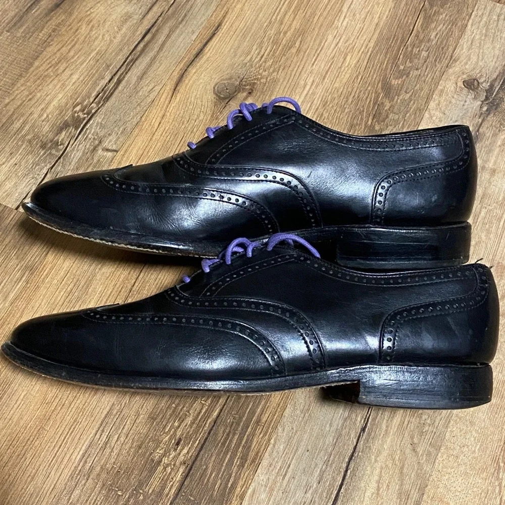 Allen Edmonds Marlow Mens Black Leather Wingtip Oxford Shoes Size 7.5 D